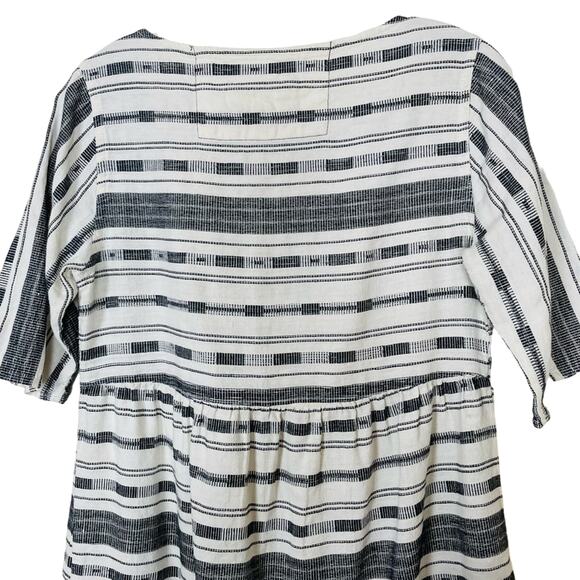 Ace & Jig  Black & White cotton linen mini dress pockets Twee buttons bateau - Picture 9 of 12